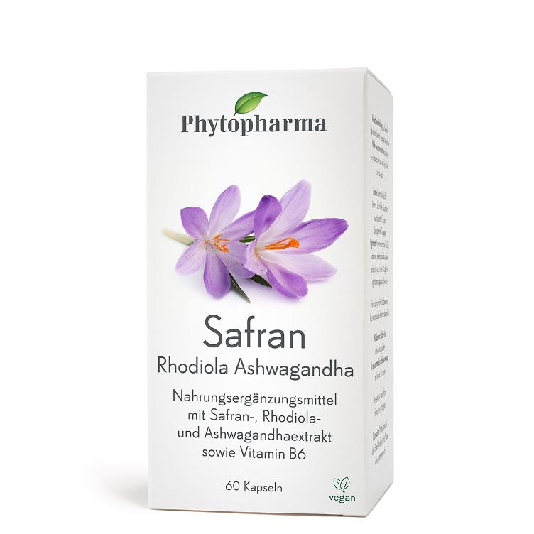 Safran Rhodiola Ashwagandha Kapseln, 60 Kapseln